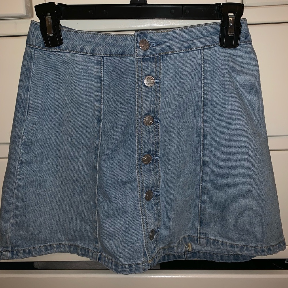 pacsun button front denim skirt